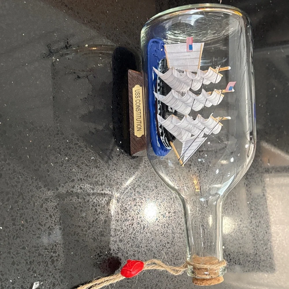 Decorative Ship in a Bottle with Cork - Picture 3 of 6